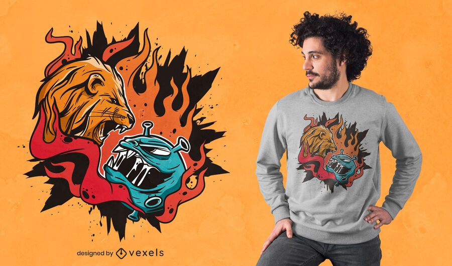 Lion vs Covid t-shirt design Lion vs Covid t-shirt design