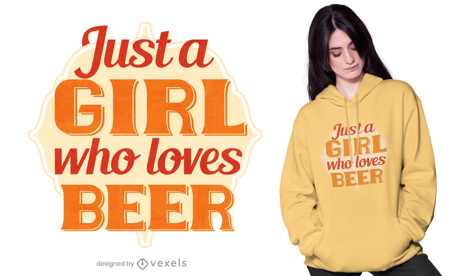 Mädchen, das Bier T-Shirt Design liebt