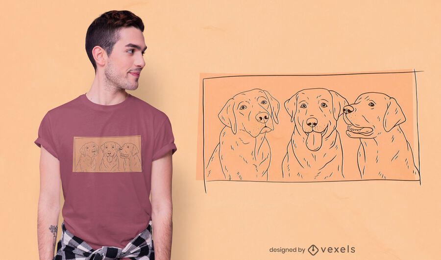 Diseño de camiseta de labradores dibujados a mano Diseño de camiseta de labradores dibujados a mano