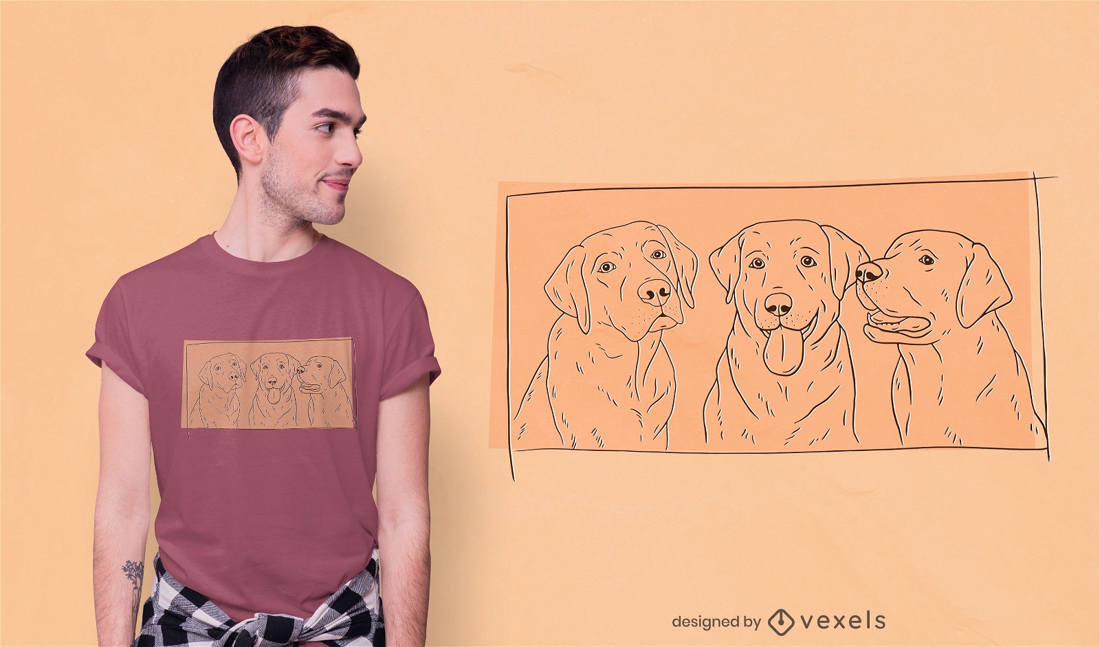 Design de camiseta do Labradors desenhado à mão