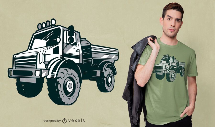 Diseño de camiseta de camión blanco y negro. Diseño de camiseta de camión blanco y negro.
