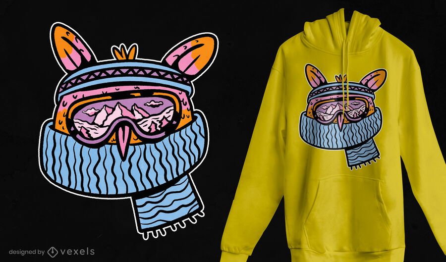 Diseño de camiseta de búho de esquí Diseño de camiseta de búho de esquí