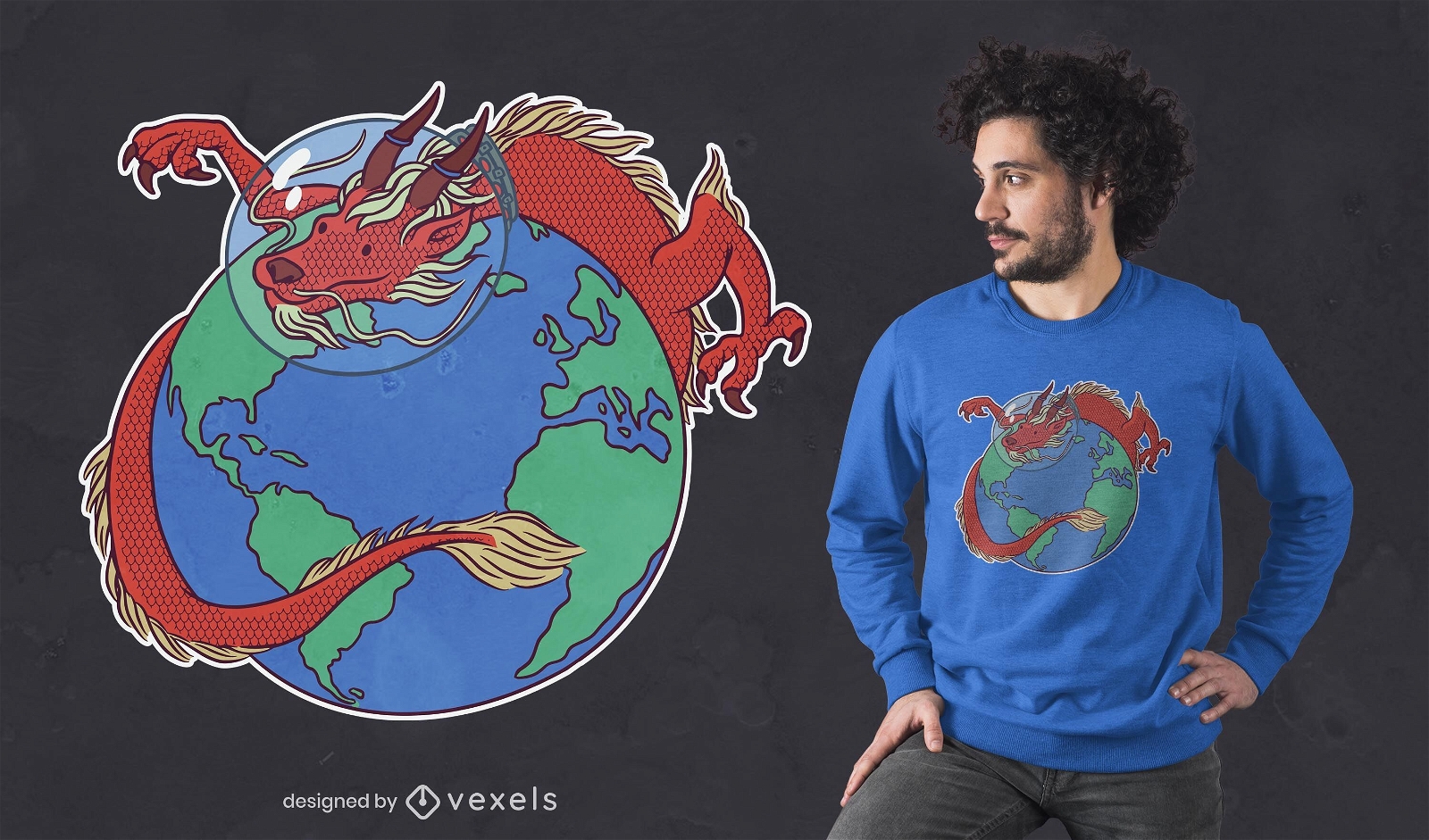Astronaut dragon t-shirt design