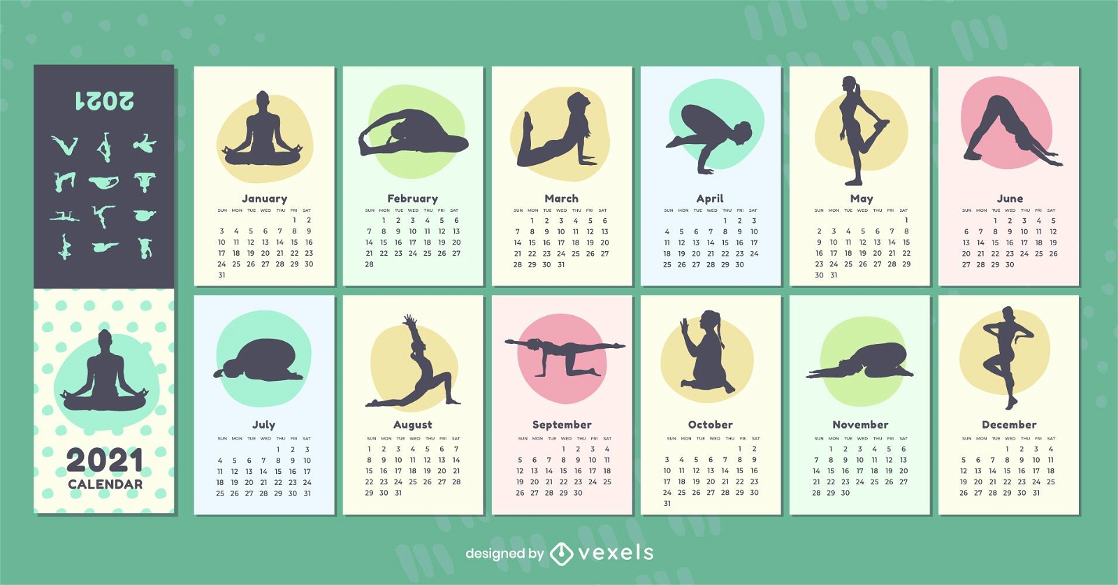 Yoga stellt Kalender