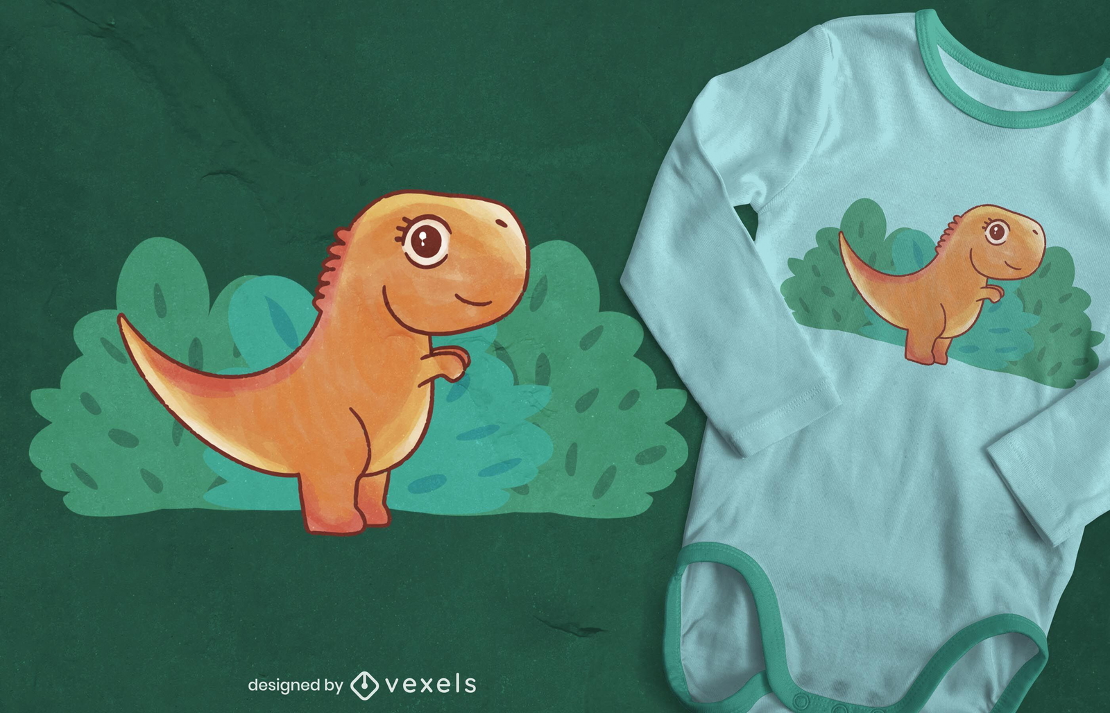 Design de t-shirt em aquarela para bebê T-Rex