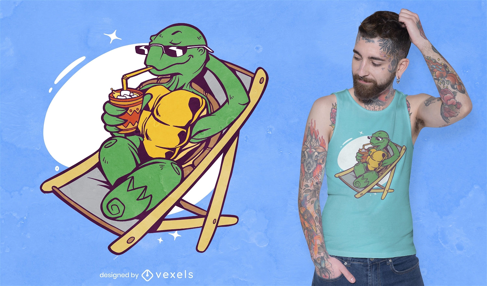 Summer turtle t-shirt design