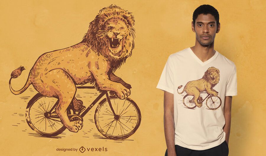 Diseño de camiseta de león de bicicleta. Diseño de camiseta de león de bicicleta.