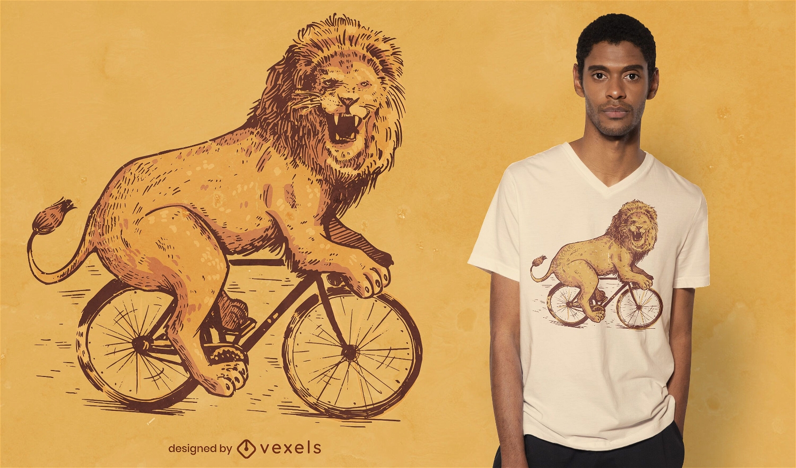 Design de camiseta de le?o de bicicleta