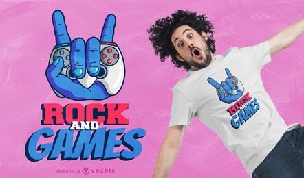 Design de camiseta de rock e jogos