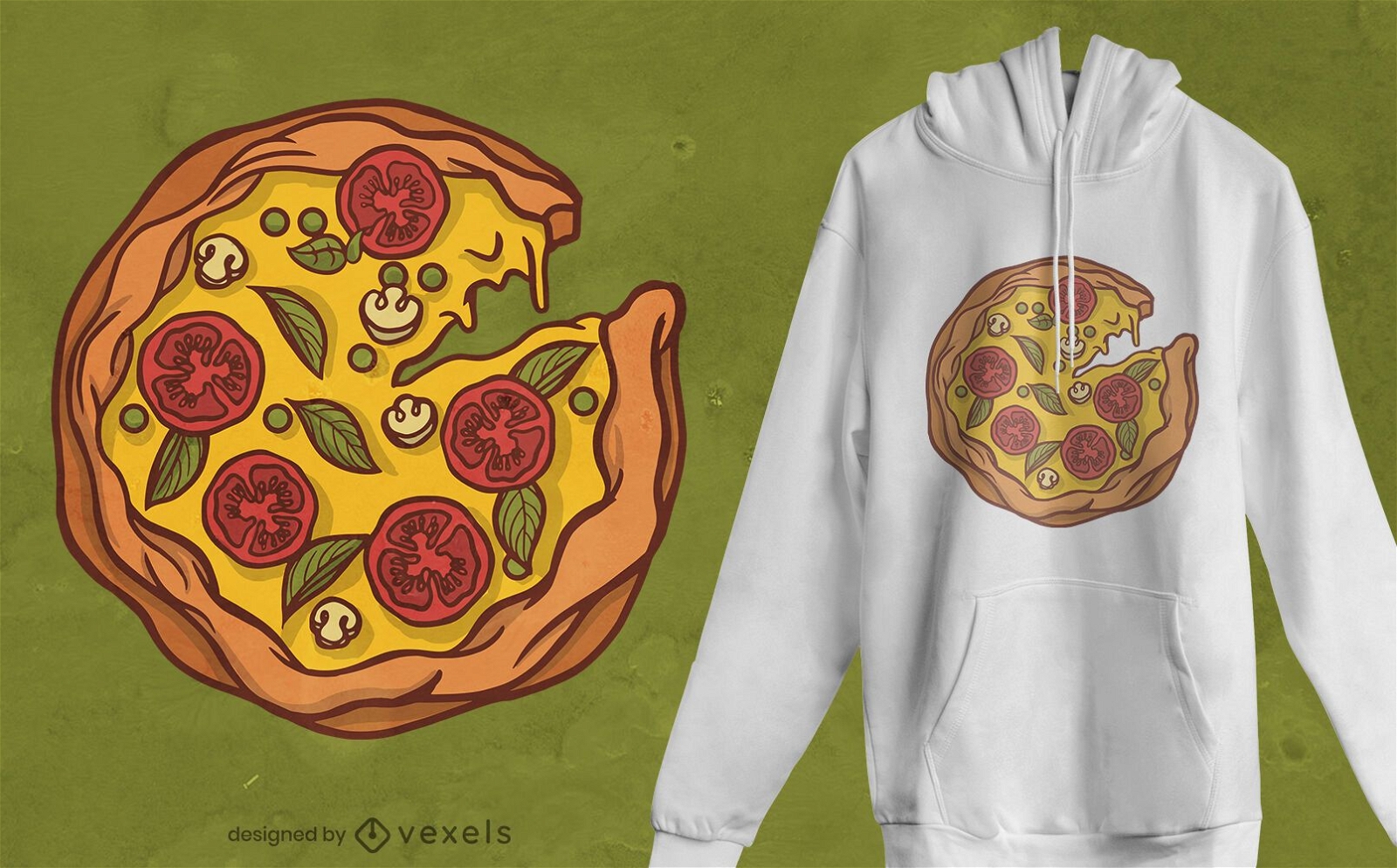 Desenho de t-shirt de pizza em falta
