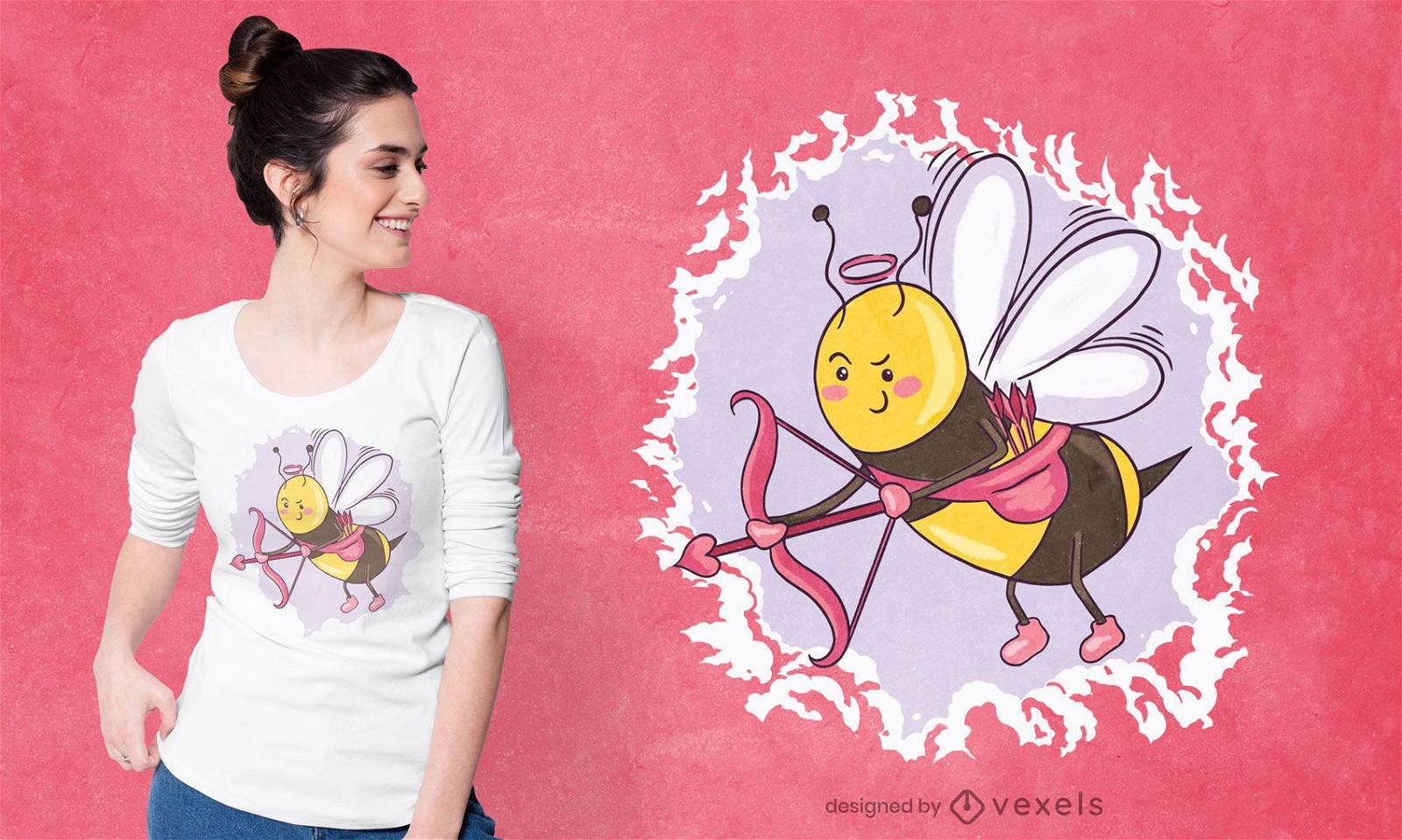 Design de camiseta da abelha Cupido