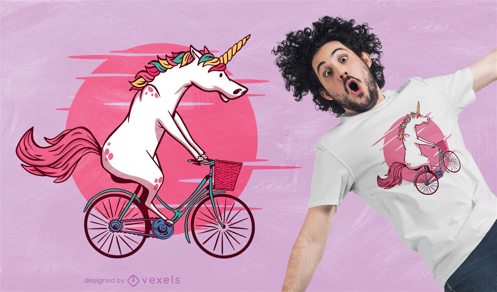 Dise?o de camiseta bicicleta unicornio.