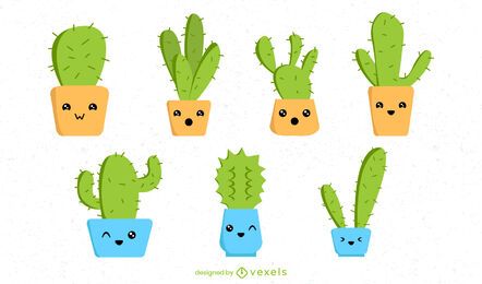 Kawaii cactus set