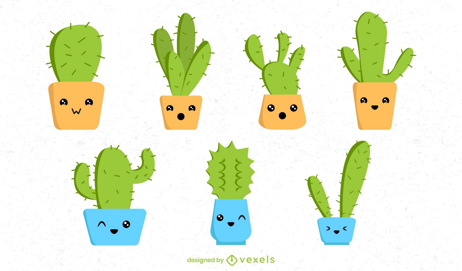 Conjunto de cactus kawaii