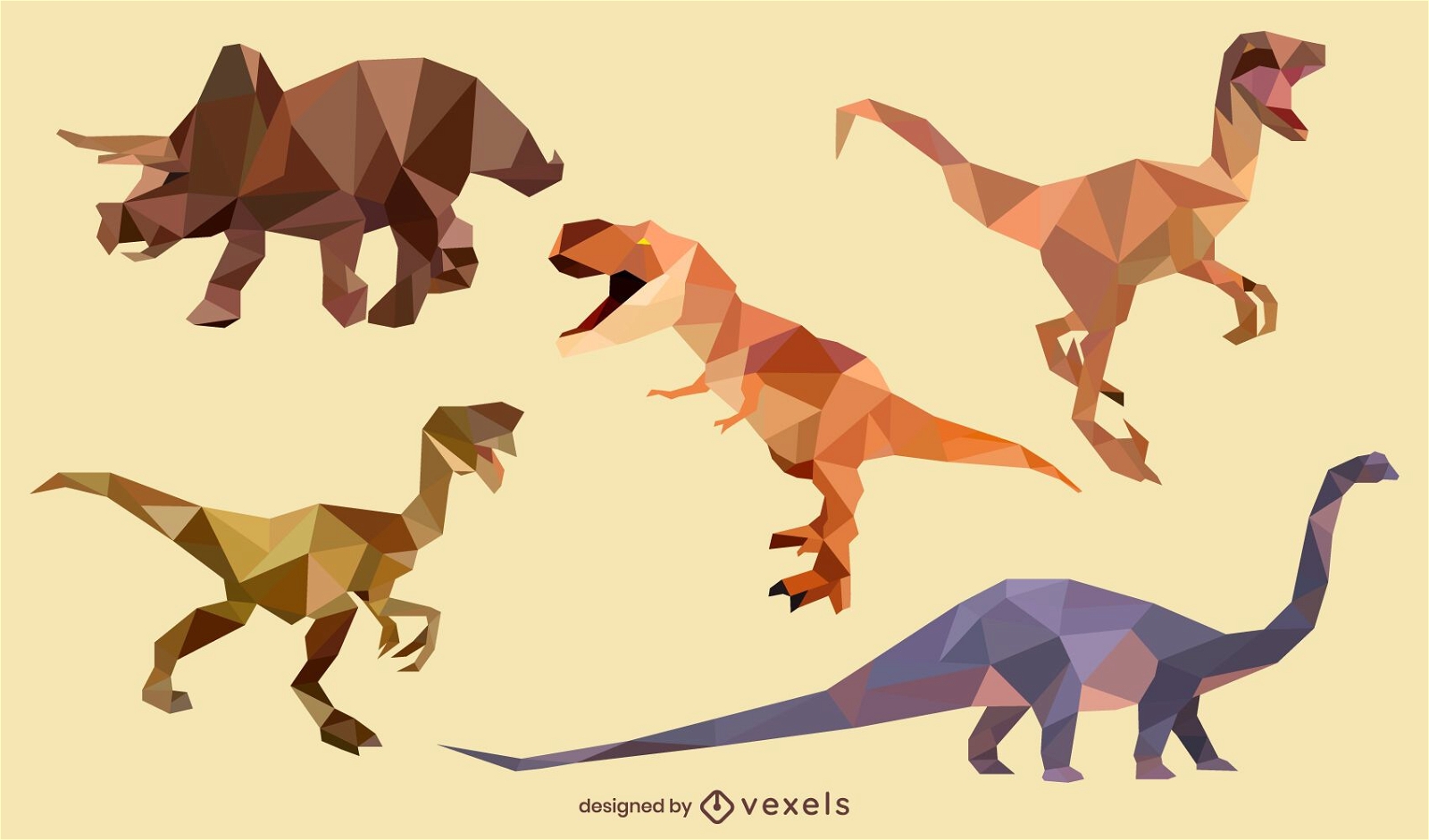 Conjunto poligonal de dinossauros