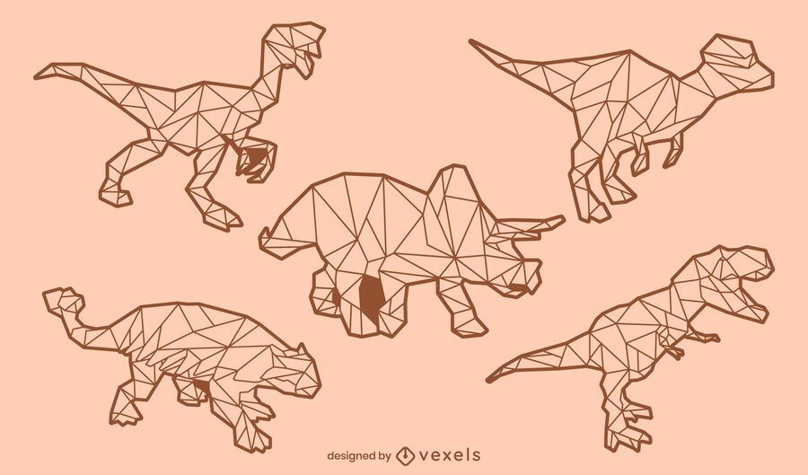 Dinosaur low poly stroke set Dinosaur low poly stroke set