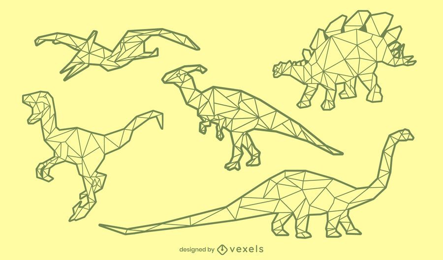 ?Dinosaur polygonal stroke set ?Dinosaur polygonal stroke set