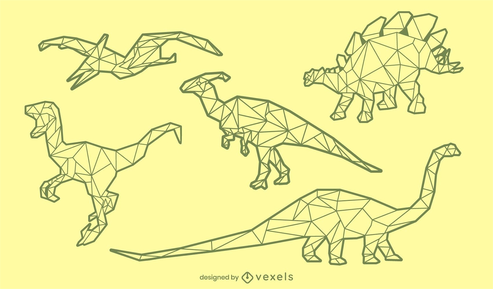 ? Conjunto de traços poligonal de dinossauro