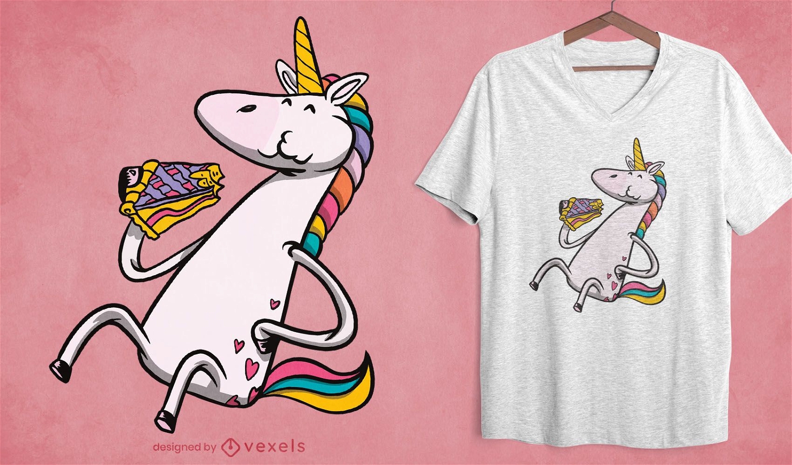 Diseño de camiseta de pastel de unicornio