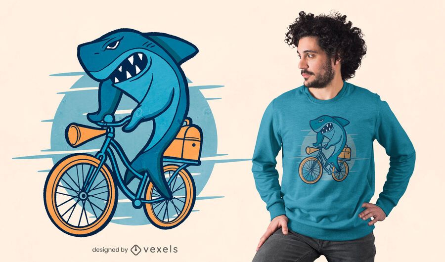 Diseño de camiseta de bicicleta de paseo de tiburón. Diseño de camiseta de bicicleta de paseo de tiburón.