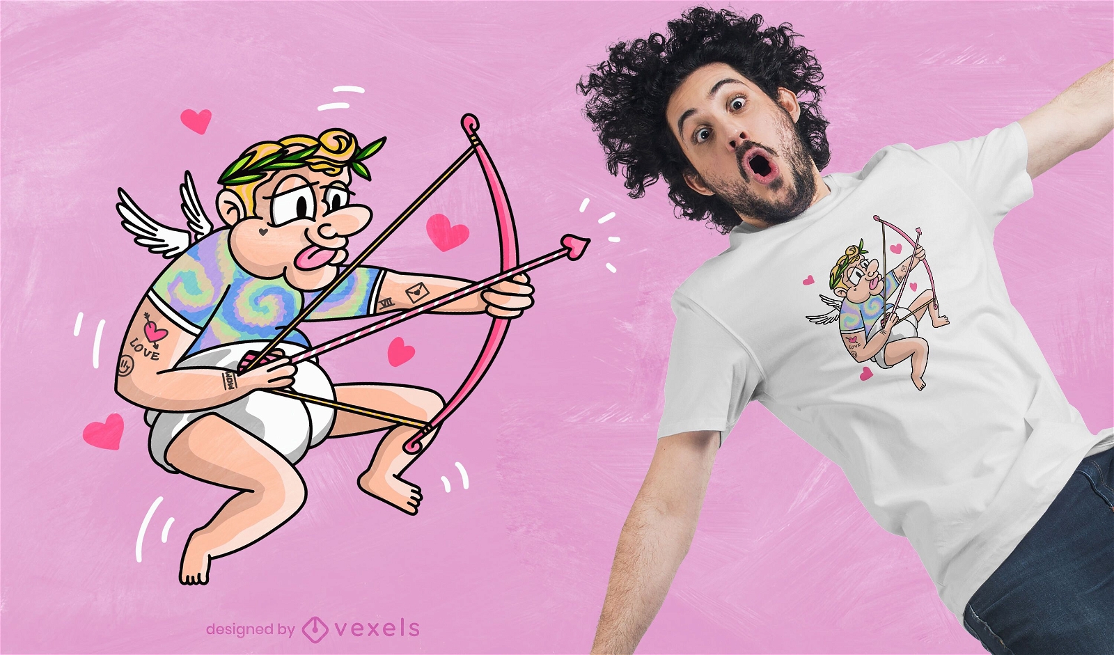 Design de camiseta hippie Cupido