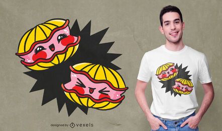 Design de t-shirt de ostras kawaii Design de t-shirt de ostras kawaii