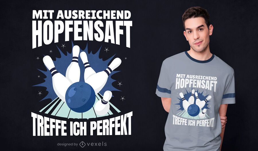 Diseño de camiseta de bolos y cerveza. Diseño de camiseta de bolos y cerveza.