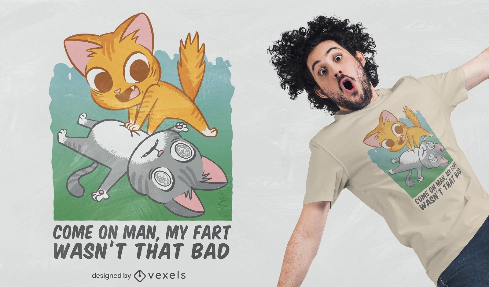 Cat fart t-shirt design