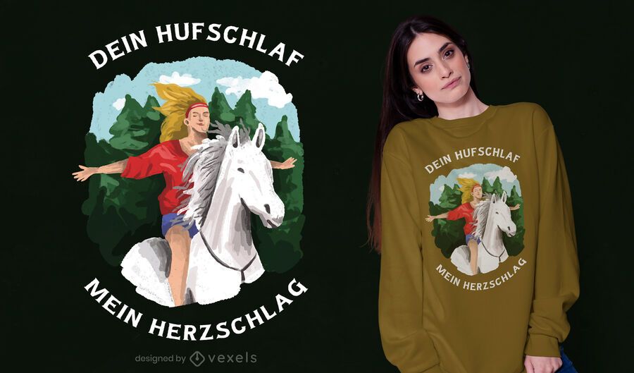 Diseño de camiseta de niña a caballo Diseño de camiseta de niña a caballo
