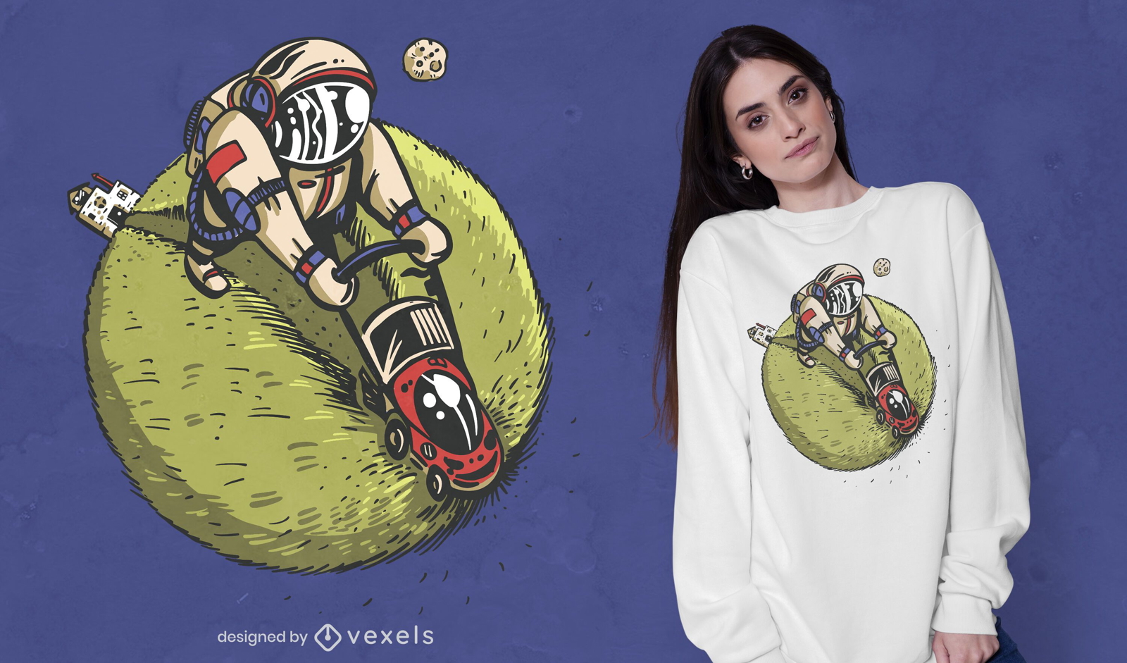 Lawnmower astronaut t-shirt design