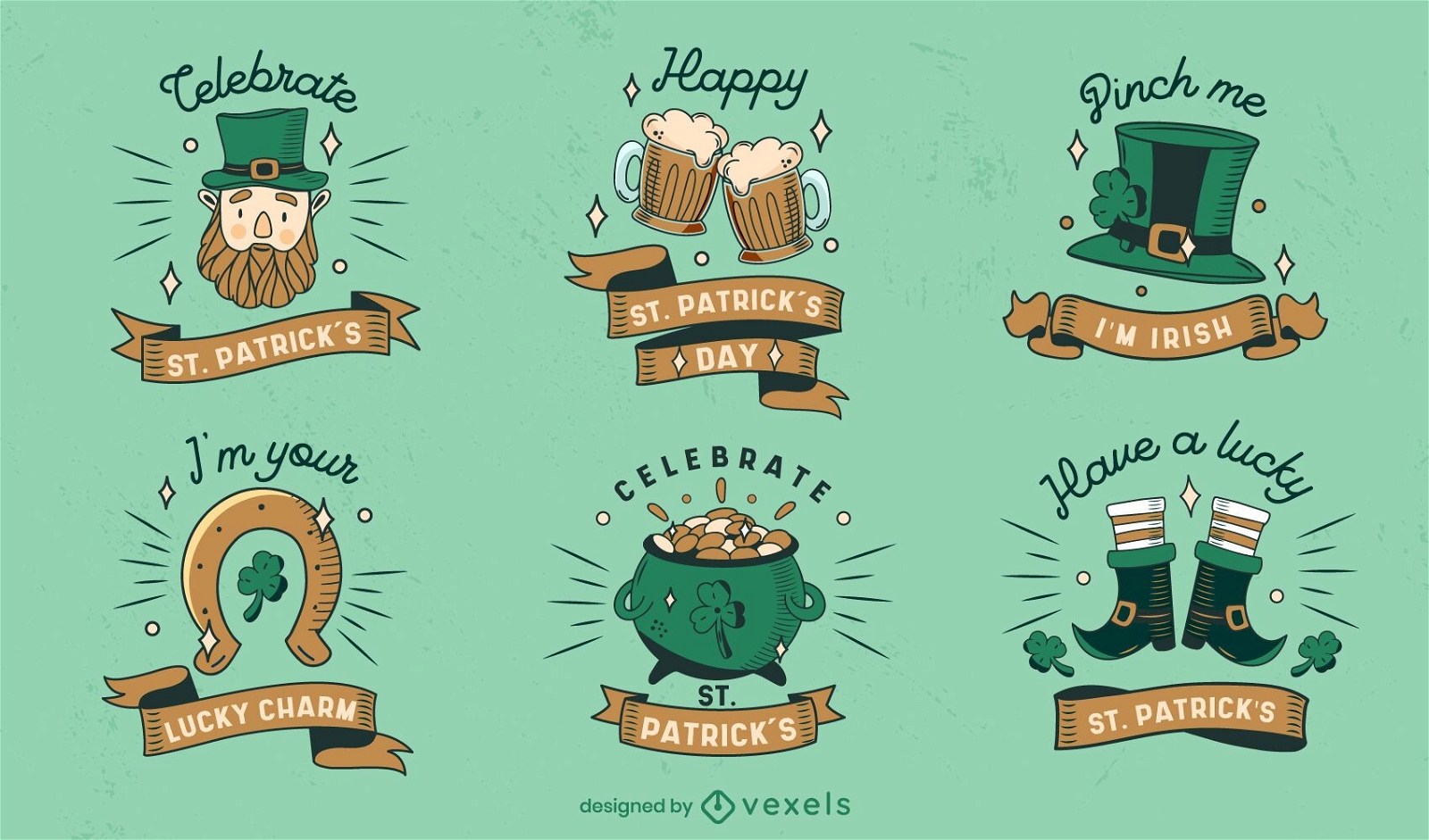 Conjunto de distintivo fofo St Patricks