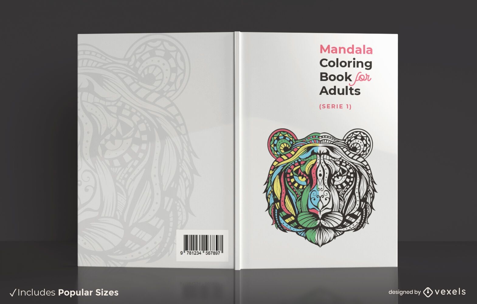 Diseño de portada de libro para colorear mandala para adultos
