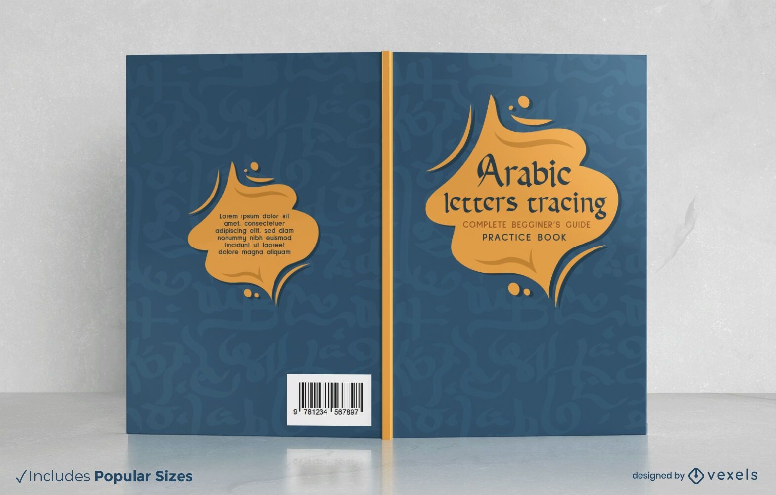 Arabische Buchstaben, die Buchcover-Design verfolgen