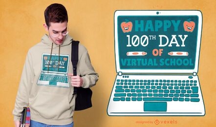Design de camiseta escolar virtual do 100º dia