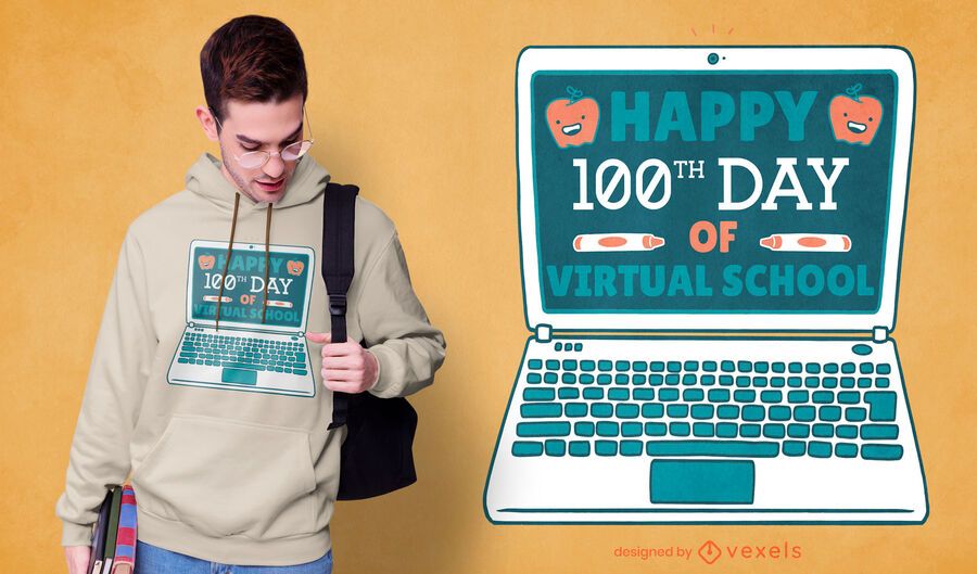 100th day virtual school t-shirt design 100th day virtual school t-shirt design