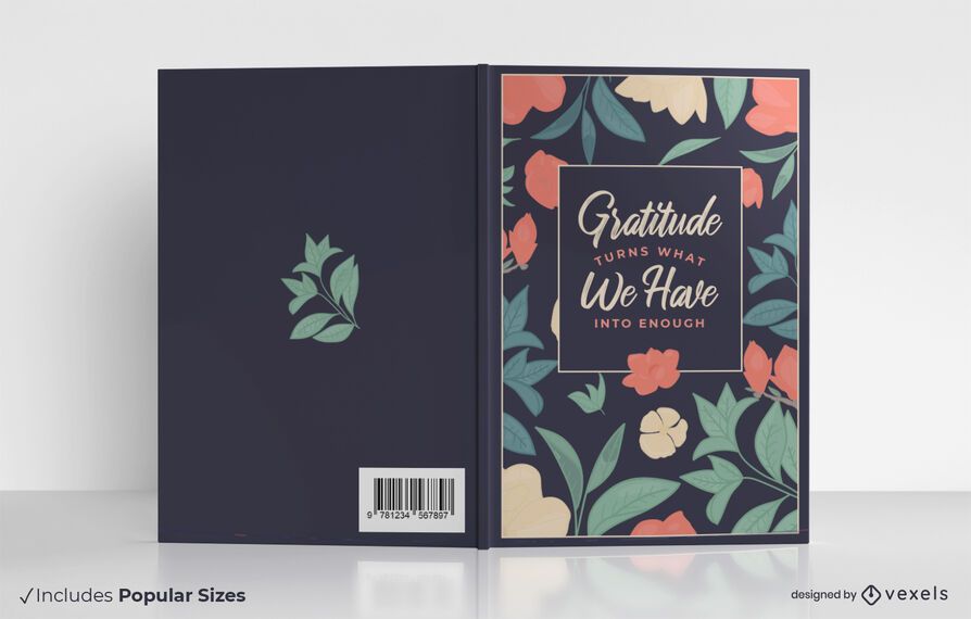 Diseño de portada de libro de cita de gratitud Diseño de portada de libro de cita de gratitud