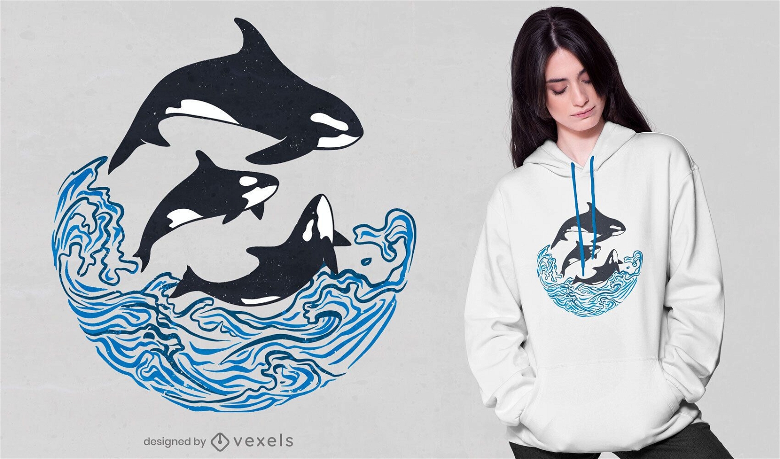 Design de camisetas de baleias assassinas