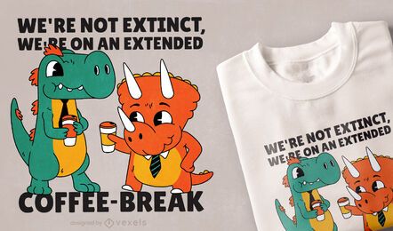 Diseño de camiseta dinosaurios coffee break.