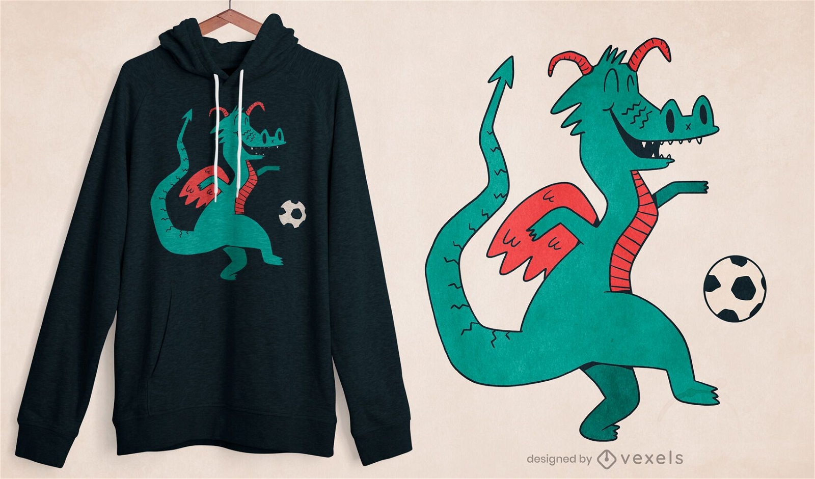Diseño de camiseta de dragón de fútbol.