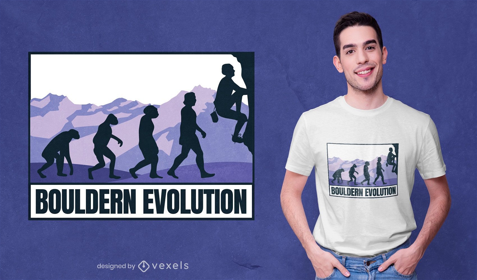 Diseño de camiseta Bouldering Evolution.