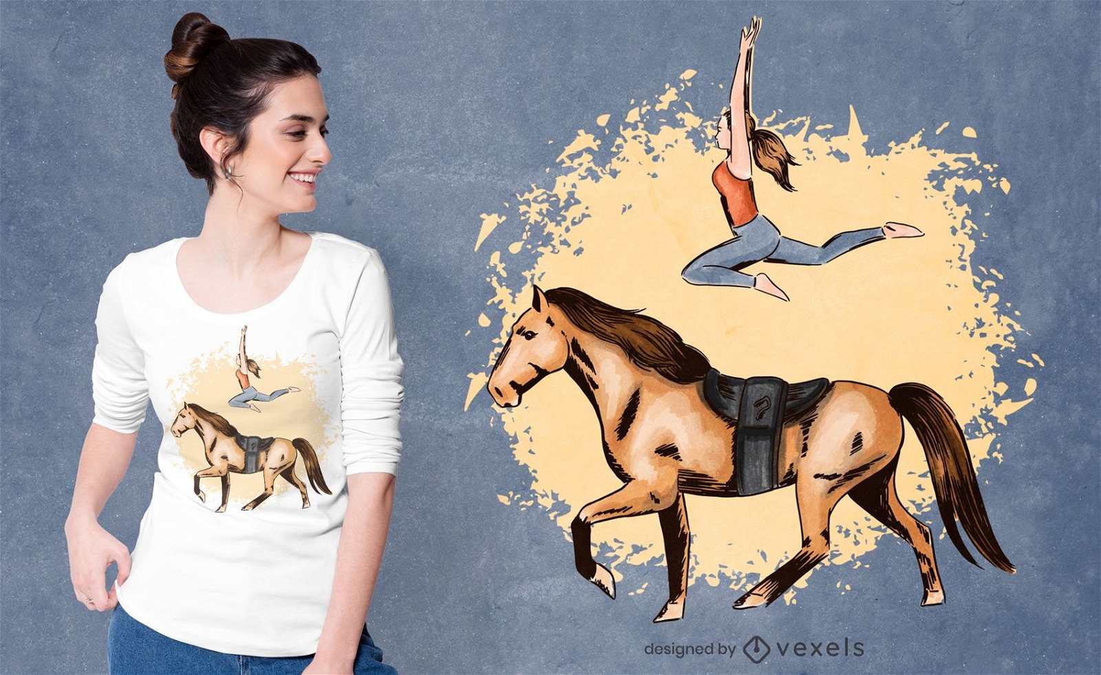 Diseño de camiseta de truco de caballo.