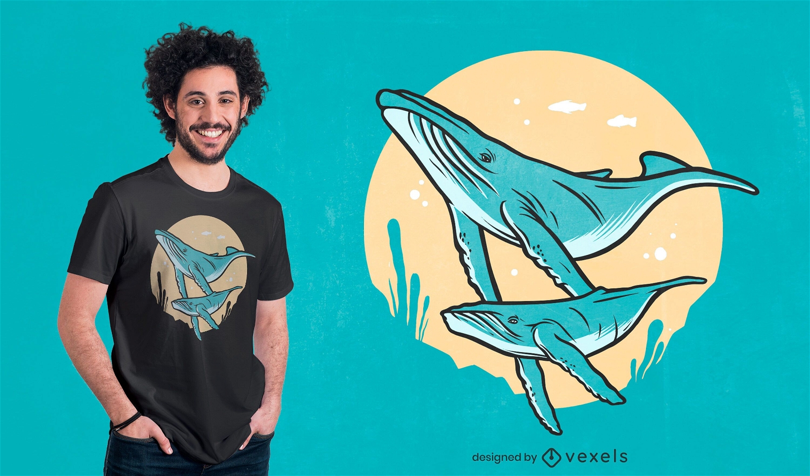 Design de t-shirt de baleias jubarte