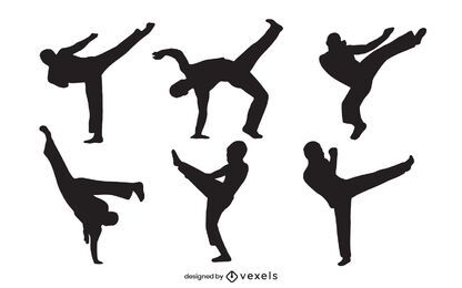 Conjunto de silhueta de capoeira