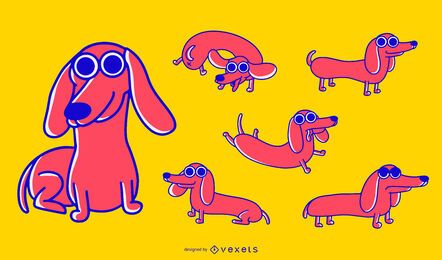 Dachshund dog cartoon set Dachshund dog cartoon set