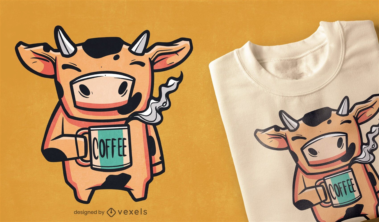 Design de camiseta de vaca para caf?
