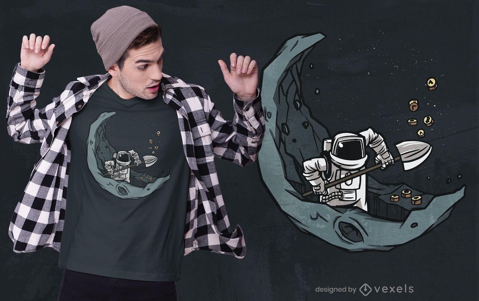 Design de t-shirt criptográfica de astronauta