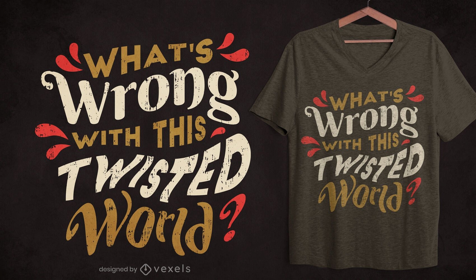 Diseño de camiseta de cita mundial retorcida
