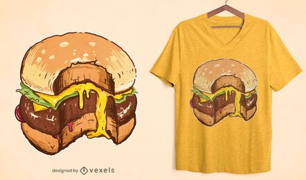 Diseño de camiseta de hamburguesa con queso
