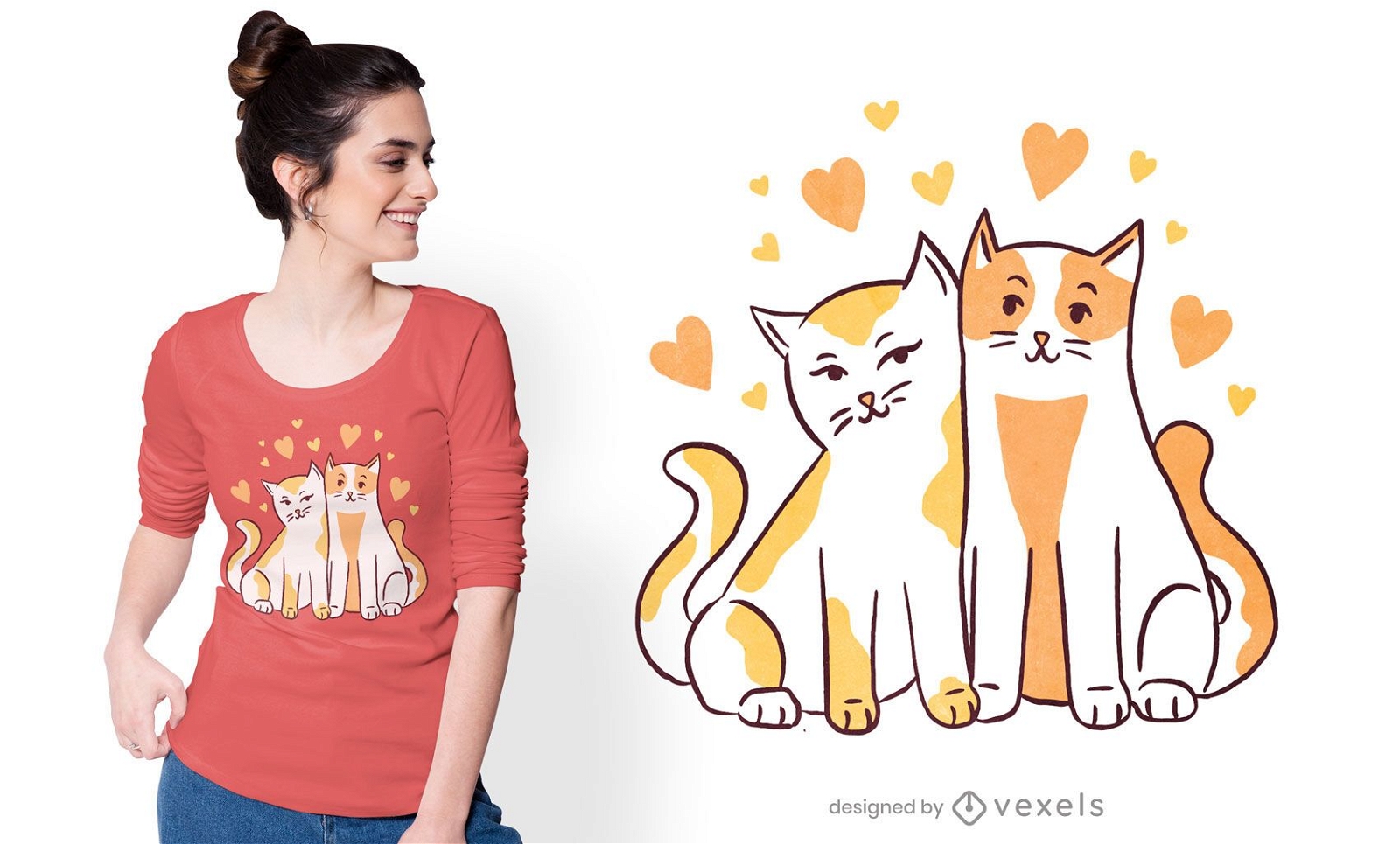 Gatos apaixonados design de camisetas