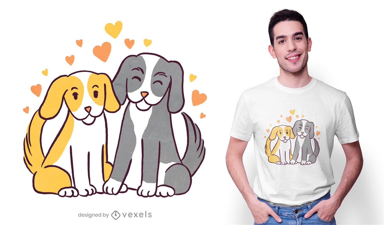 Cachorros apaixonados design de camisetas